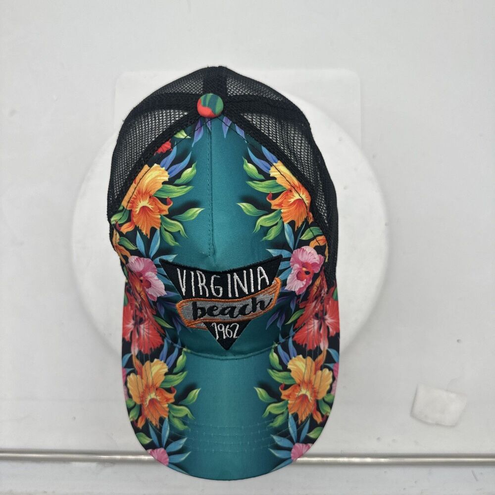 Vintage colorful tropical Virginia beach 1962 snap back hat - Picture 3 of 8